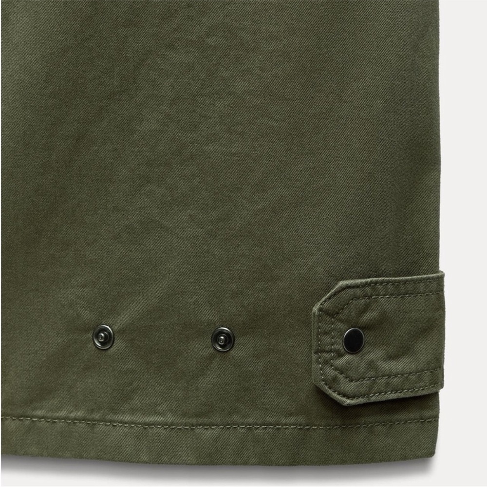Zara Olive Green Pleated Cargo High Rise Chino Trouser Size 2 - Picture 7 of 9